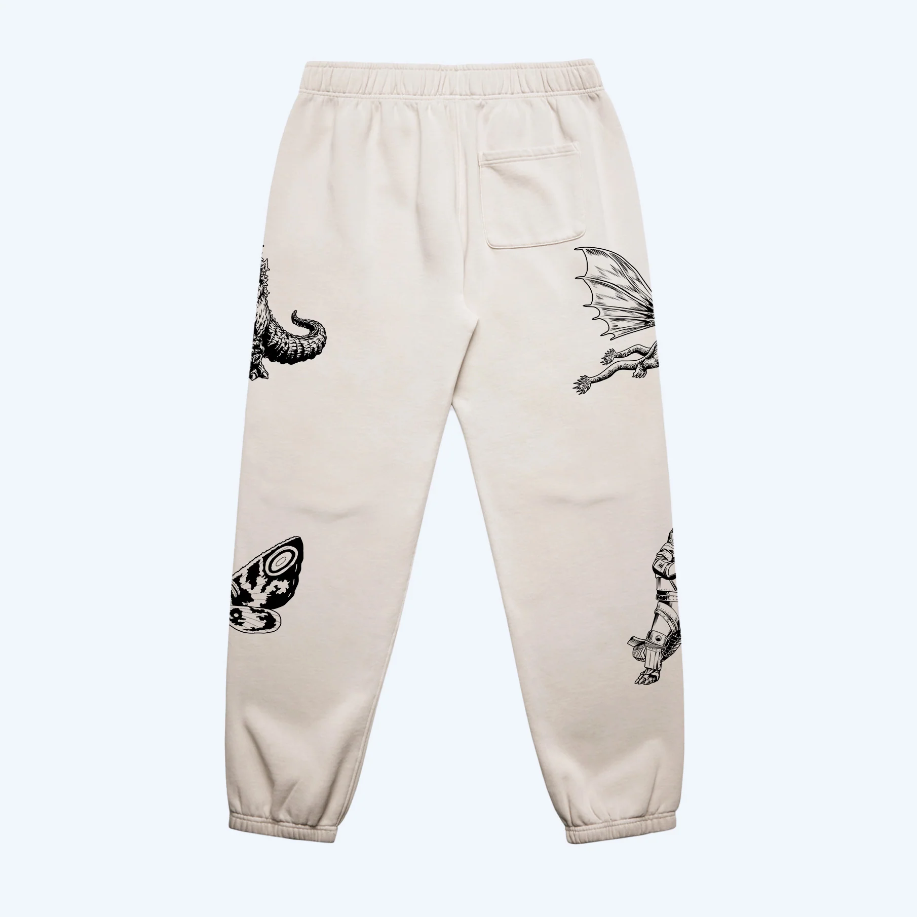 Godzilla Kaiju Print Sweatpants - Cream - Image 7